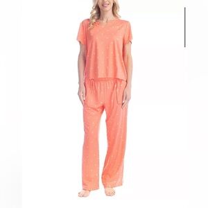 Ocean Pacific Sea Flower Pajama Set Peach Stars Size XL NWT